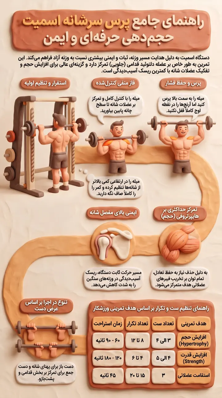 راهنمای جامع پرس سرشانه اسمیت از جلو