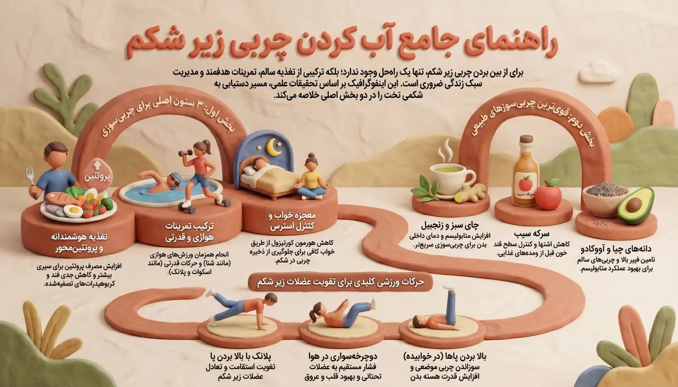 راهنمای جامع آب کردن چربی زیر شکم