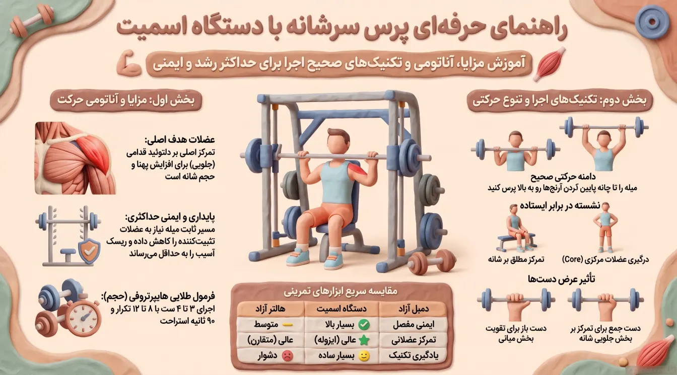 راهنمای حرکت پرس سرشانه اسمیت