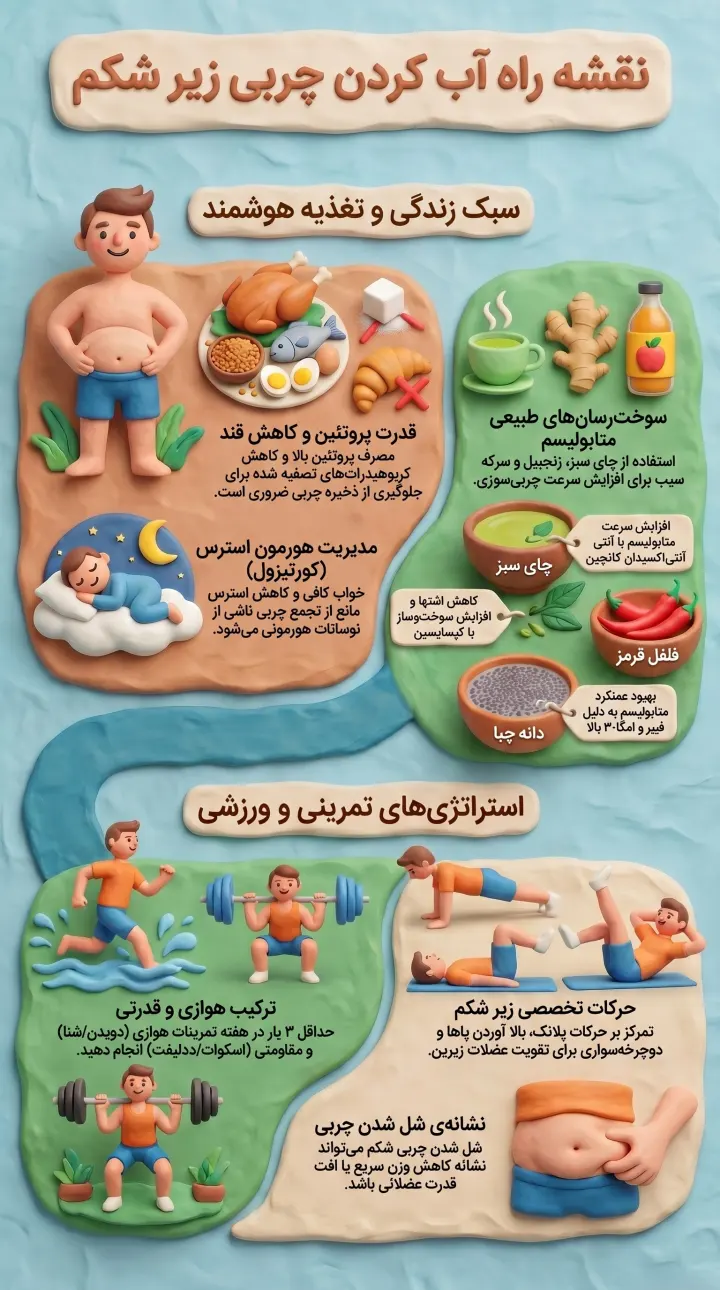 راهنمای آب کردن زیر شکم