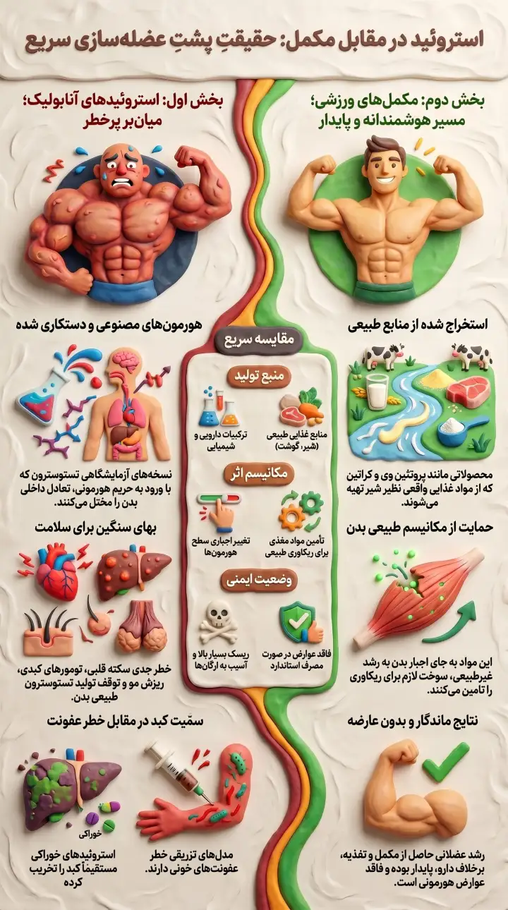مقایسه استروئید و مکمل ورزشی