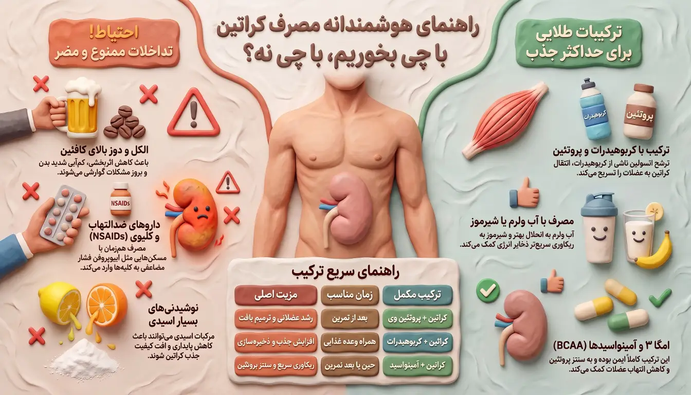 کراتین با چی نخوریم؟-تداخلات کراتین-پارسی پودر