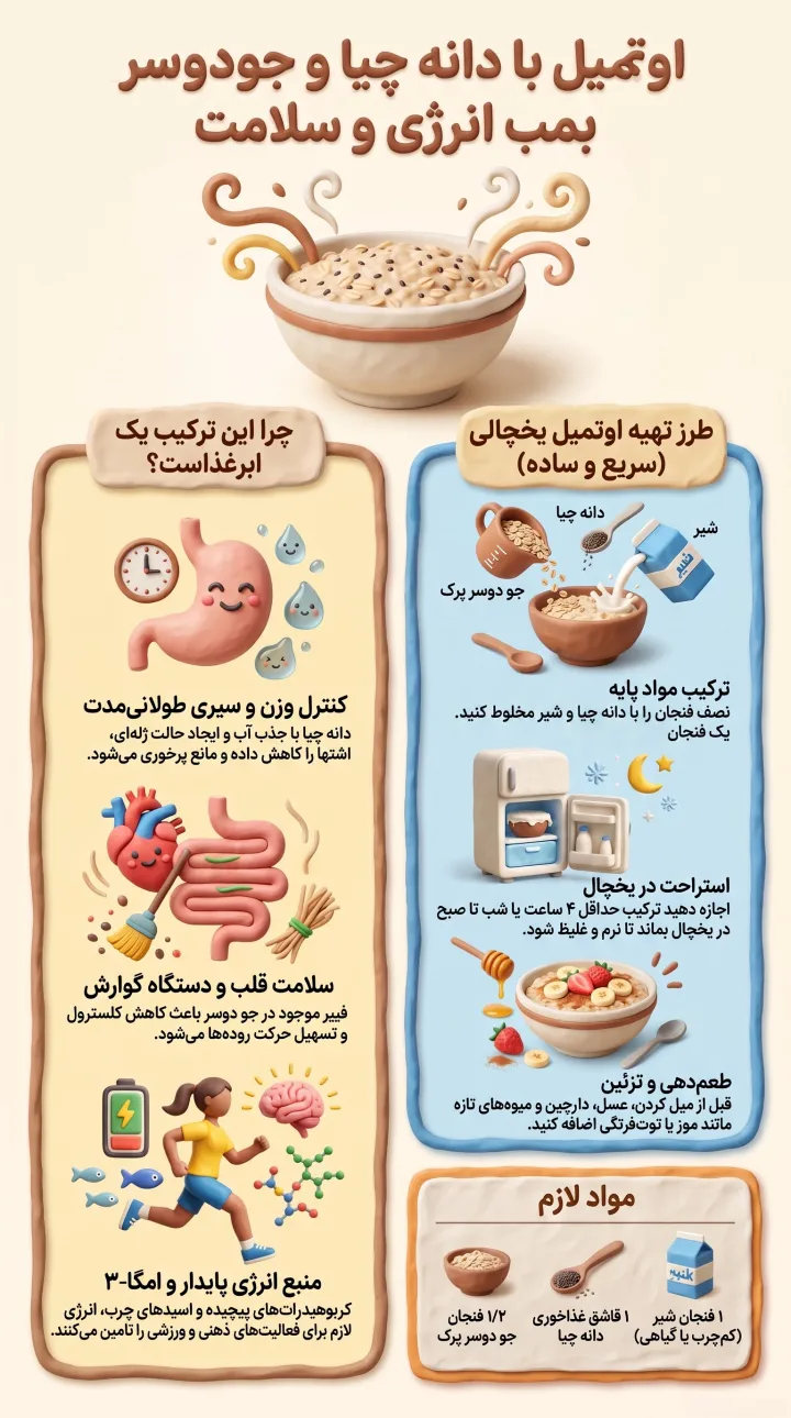 اوتمیل با دانه چیا و جو دوسر
