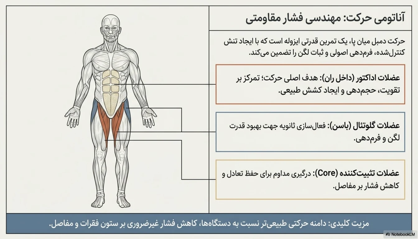 عضلات درگیر در حرکت دمبل میان پا