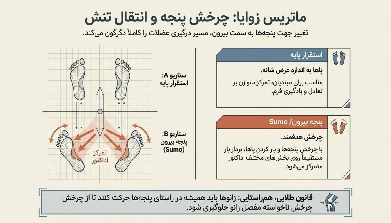 دمبل میان پا سومو - دمبل میان پا پنجه باز و پنجه بیرون