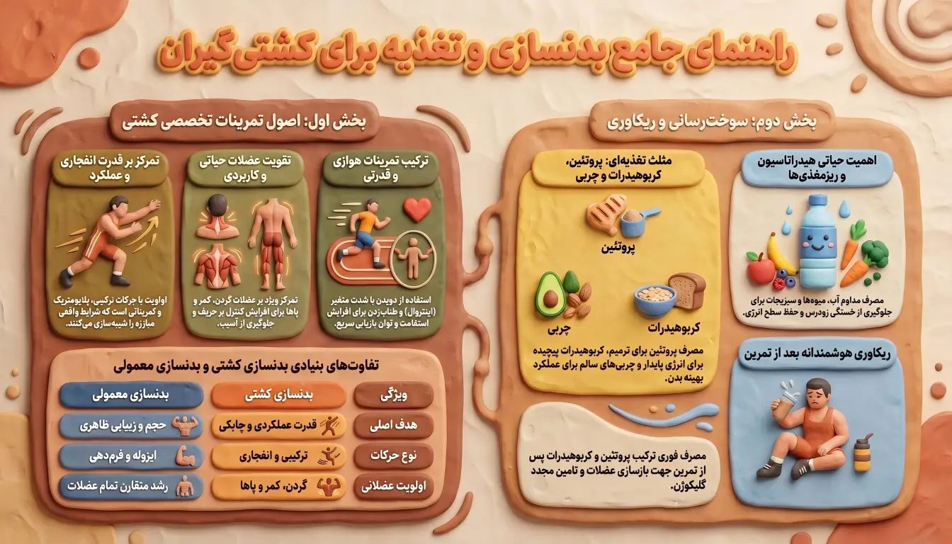 راهنمای جامع بدنسازی و تغذیه برای کشتی گیران