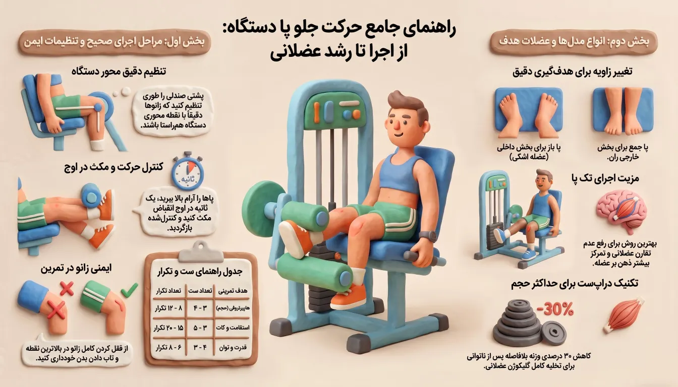 راهنمای حرکت جلو پا دستگاه-آموزش نحوه اجرای حرکت جلو پا دستگاه