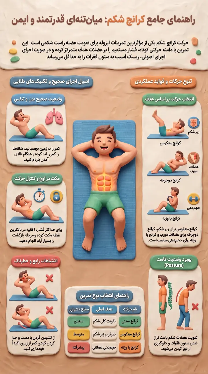 راهنمای جامع حرکت کرانچ شکم-کرانچ