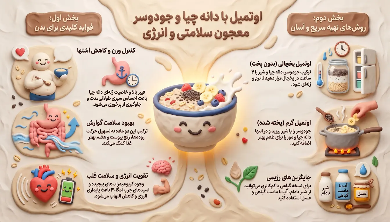 اوتمیل با دانه چیا و جو دوسر-صبحانه رژیمی-صبحانه مقوی-پارسی پودر
