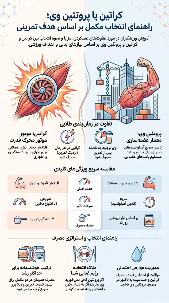 کراتین یا پروتئین وی-مقایسه کراتین و وی-پارسی پودر