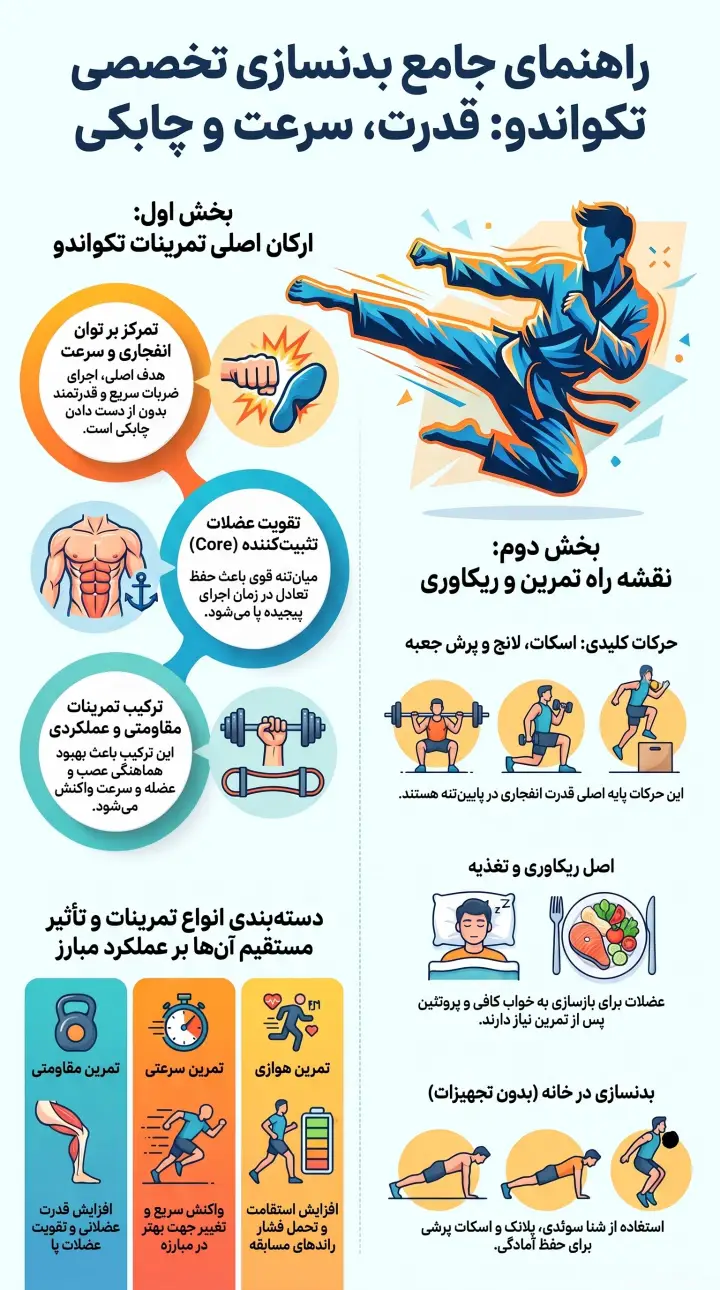 راهنمای بدنسازی تخصصی تکواندو-تمرینات بدنسازی تکواندو-پارسی پودر
