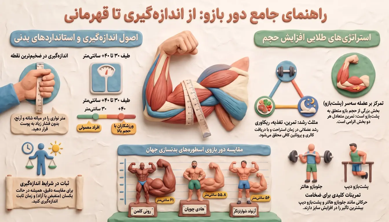 دور بازو را چگونه اندازه بگیریم-اندازه گیری دور بازو-اقزایش حجم بازو-دور بازو-پارسی پودر