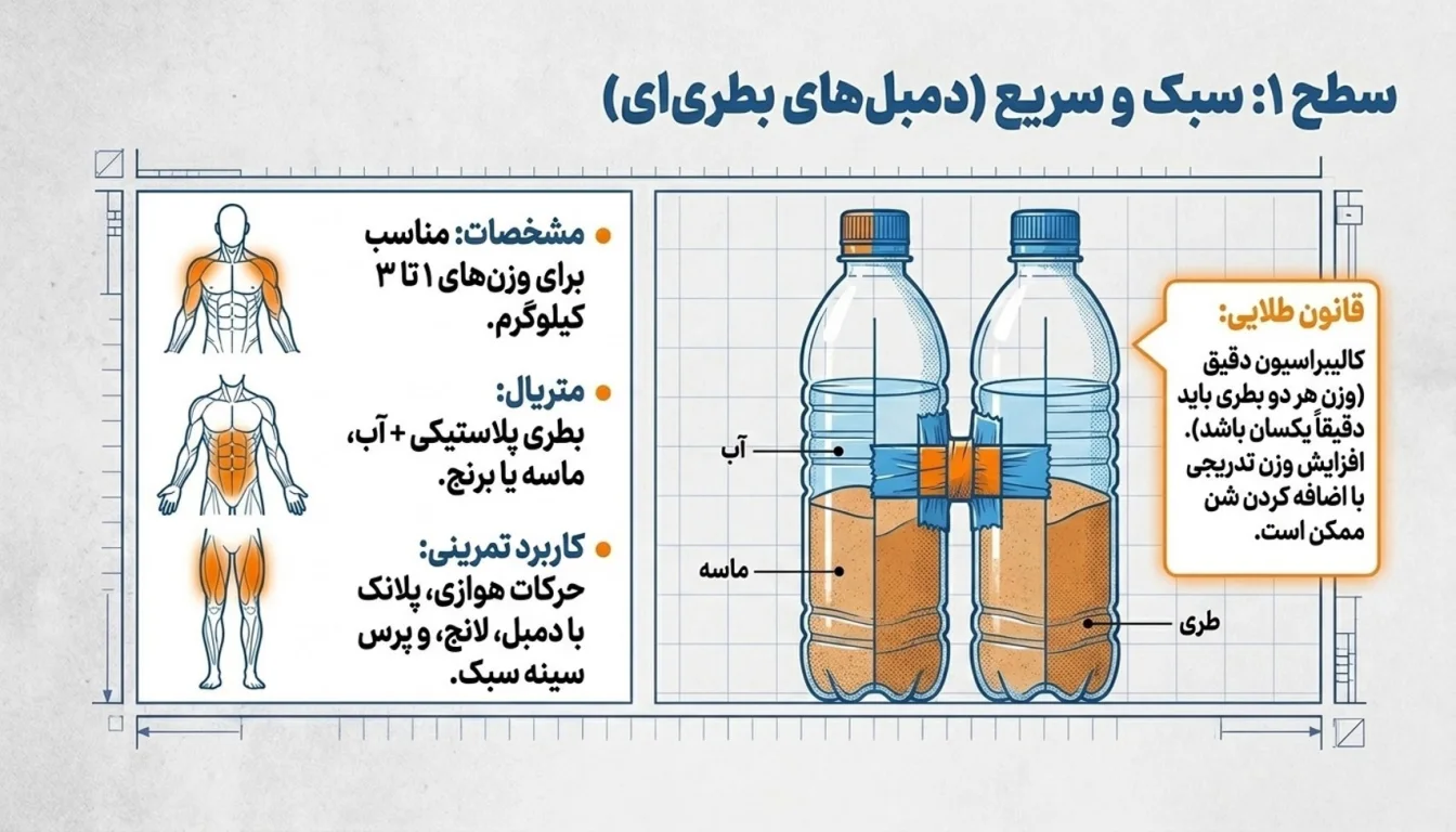 ساخت دمبل با بطری آب معدنی