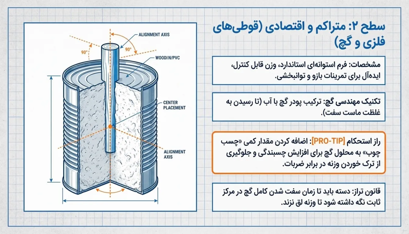 ساخت دمبل با قوطی رب