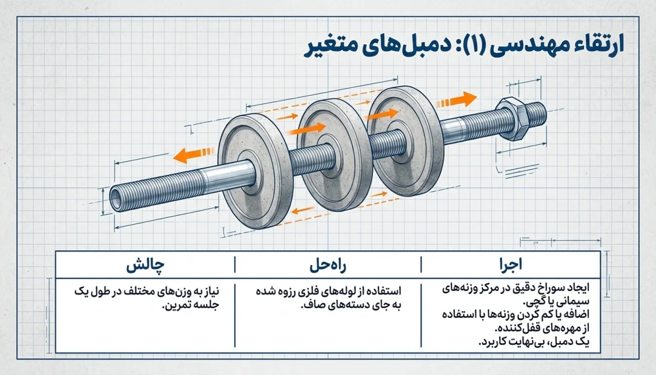 نکات مهم برای حرفهای شدن دمبل های دست ساز- دمبل متغیر