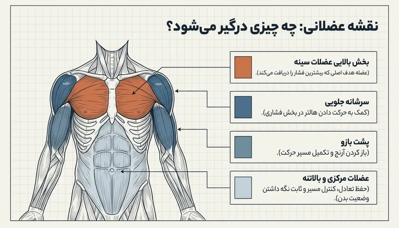 عضلات اصلی درگیر در بالا سینه لندماین-بالا سینه لندماین-پارسی پودر