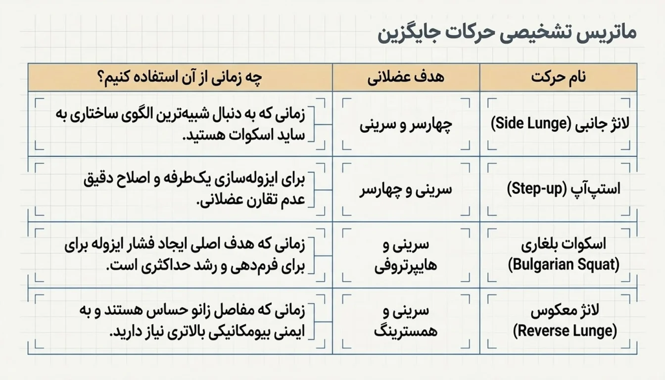 بهترین حرکات جایگزین ساید اسکوات دمبل