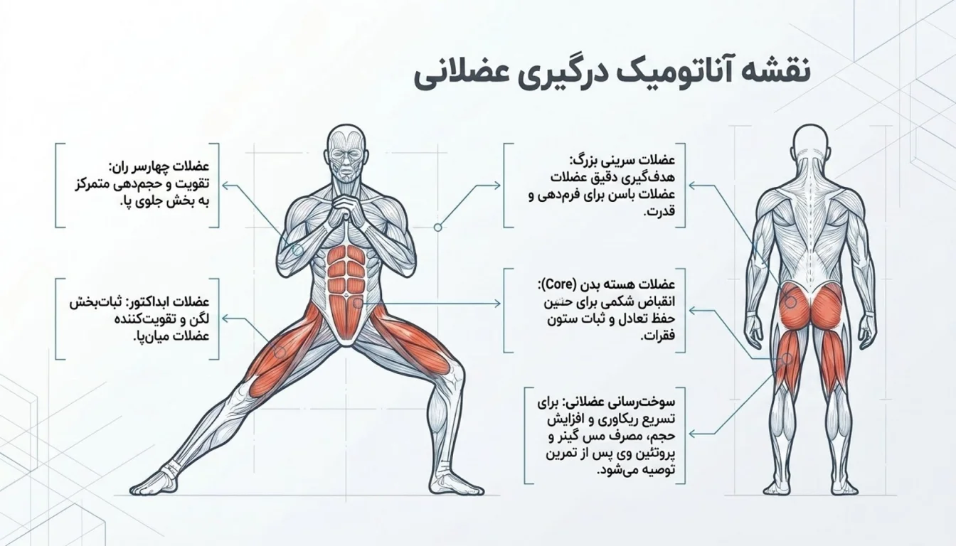 عضلات درگیر در ساید اسکوات دمبل
