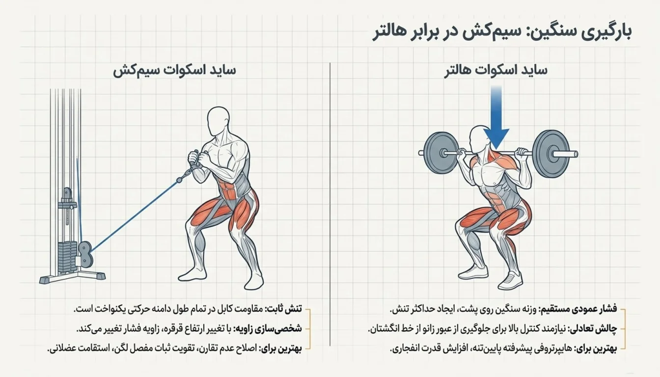 حرکت ساید اسکوات هالتر-حرکت ساید اسکوات سیمکش