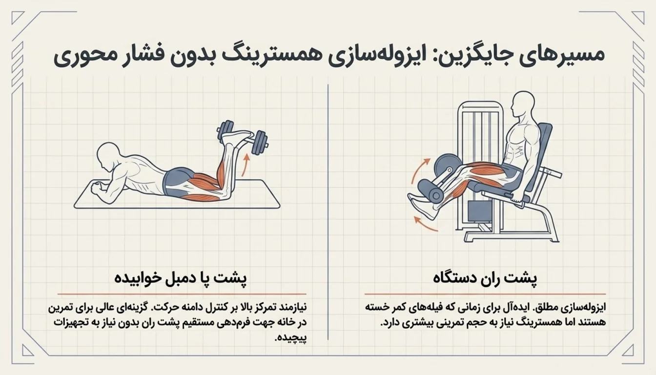 پشت پا دمبل خوابیده-حرکات جایگزین پشت ران دمبل رومانیایی-پارسی پودر