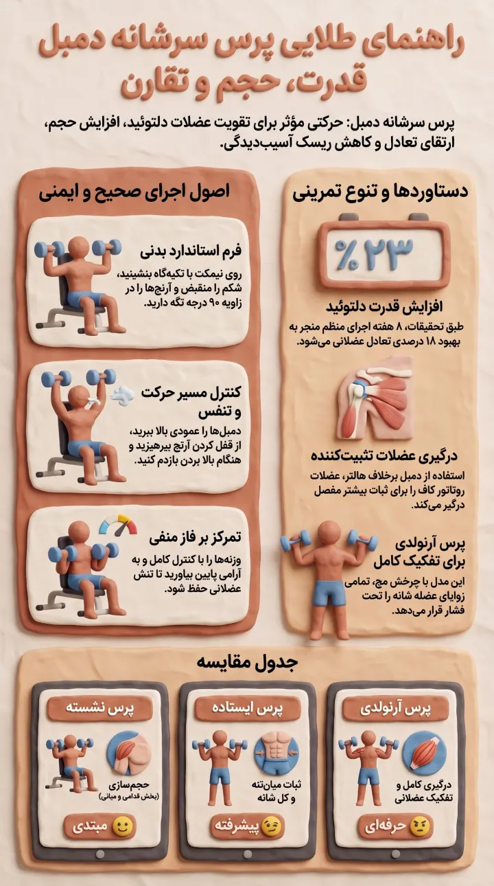 راهنمای حرکت پرس سرشانه دمبل