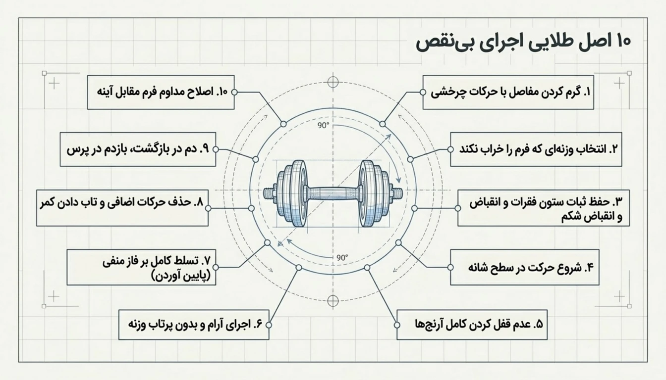 تکنیک های طلایی برای اجرای بی نقص پرس سرشانه دمبل