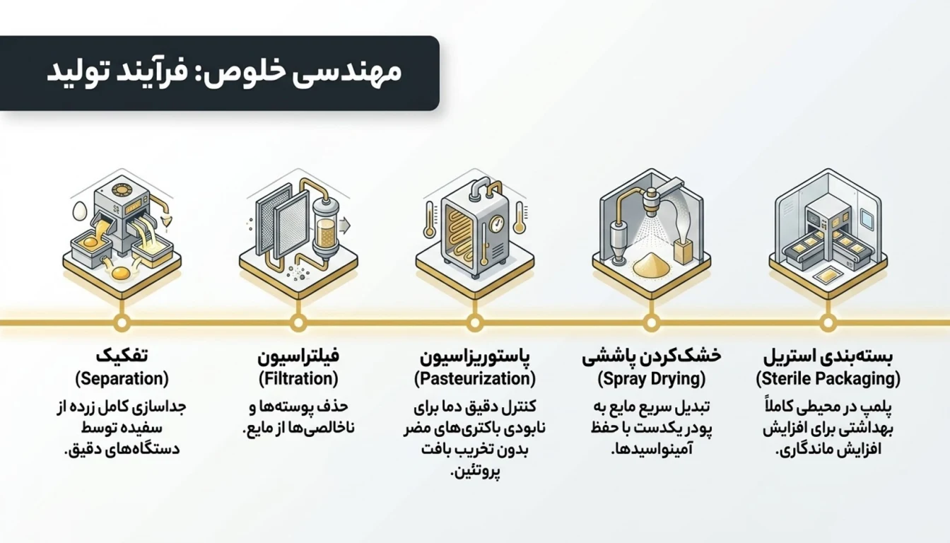 مراحل تولید پودر سفیده تخم مرغ