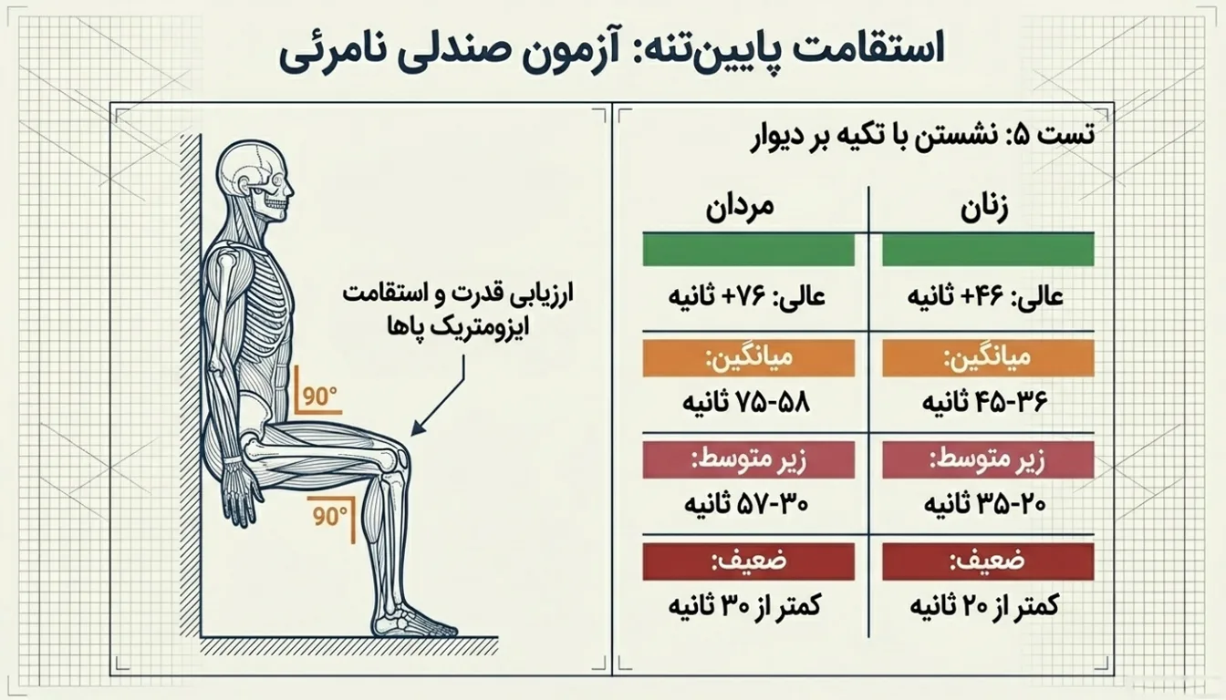 نشستن با تکیه بر دیوار | تست آمادگی جسمانی