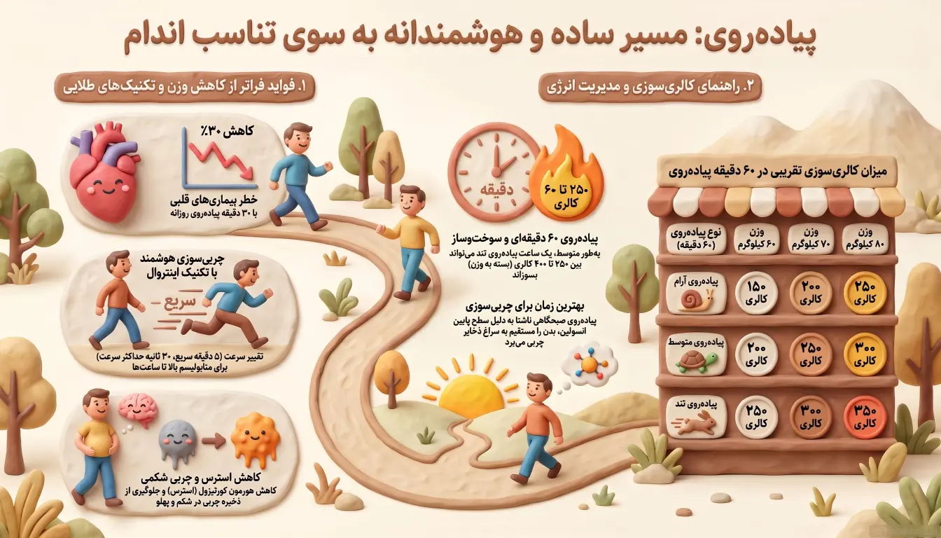 راهنمای پیاده روی و کالری سوزی
