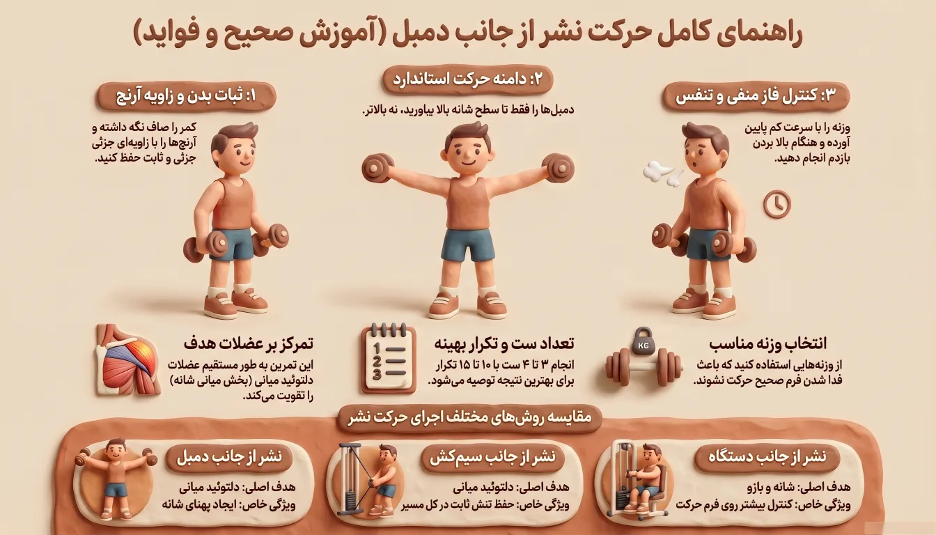 آموزش حرکت نشر از جانب دمبل