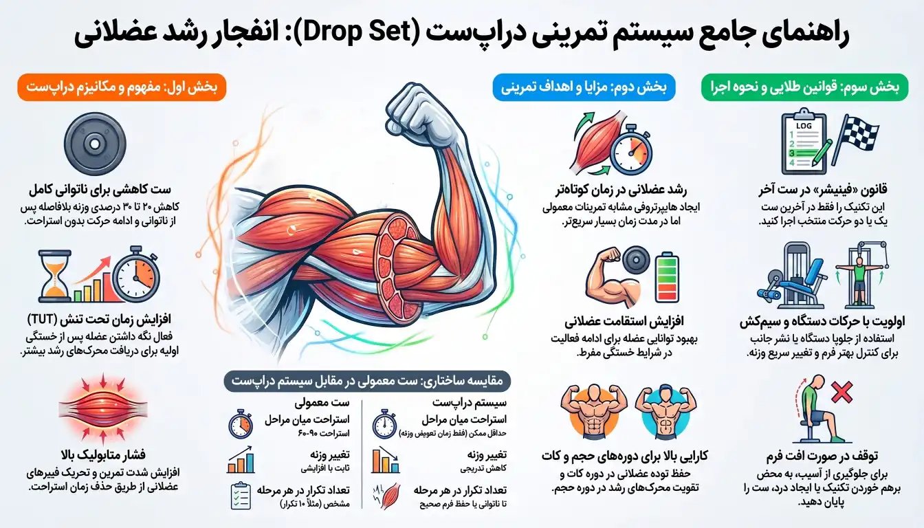 قوانین سیستم دراپ ست در بدنسازی-راهنمای جامع دراپ ست-مزایای دراپ ست-معنی دراپ ست-پارسی پودر