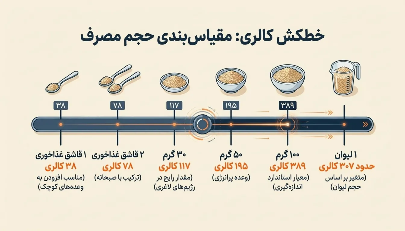 کالری جو دوسر پرک در مقدارهای مختلف-کالری یک قاشق جو دوسر پرک-پارسی پودر