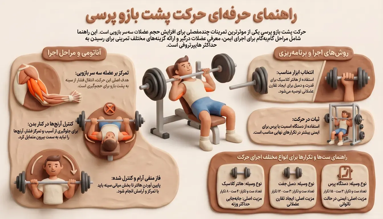 راهنمای اجرای صحیح حرکت پشت بازو پرسی
