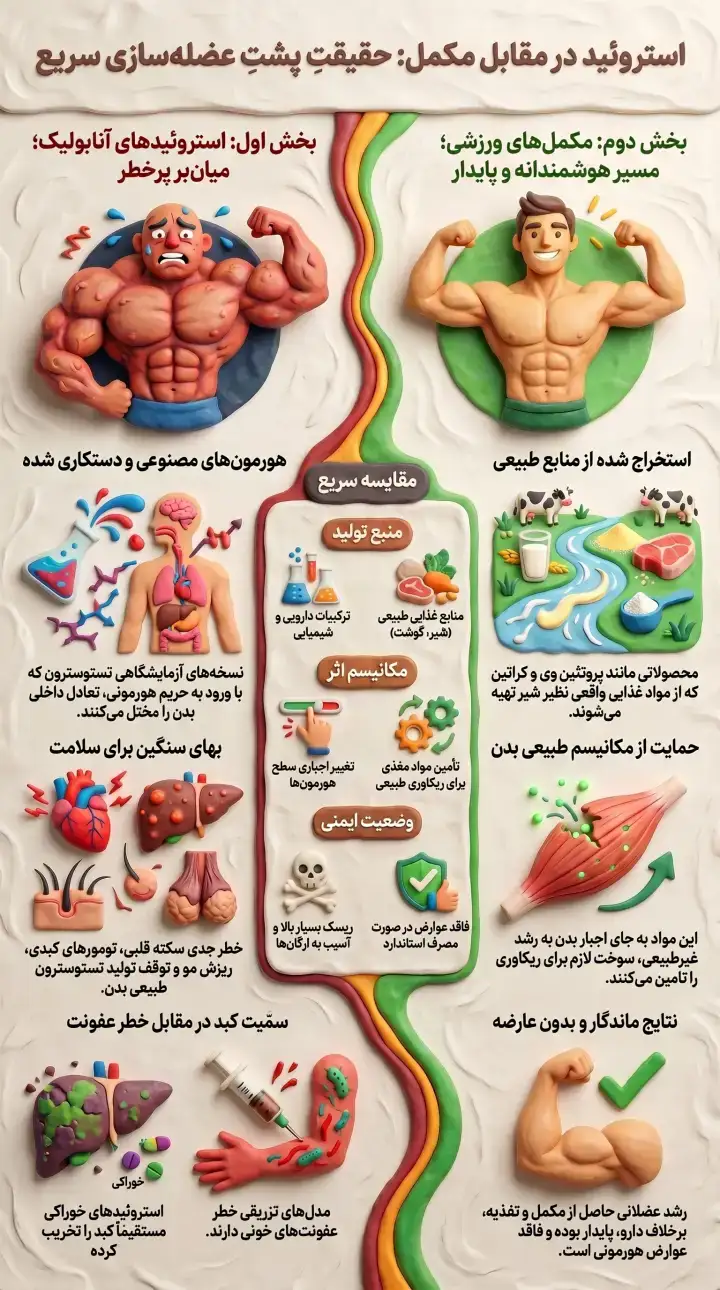 مقایسه استروئید و مکمل ورزشی
