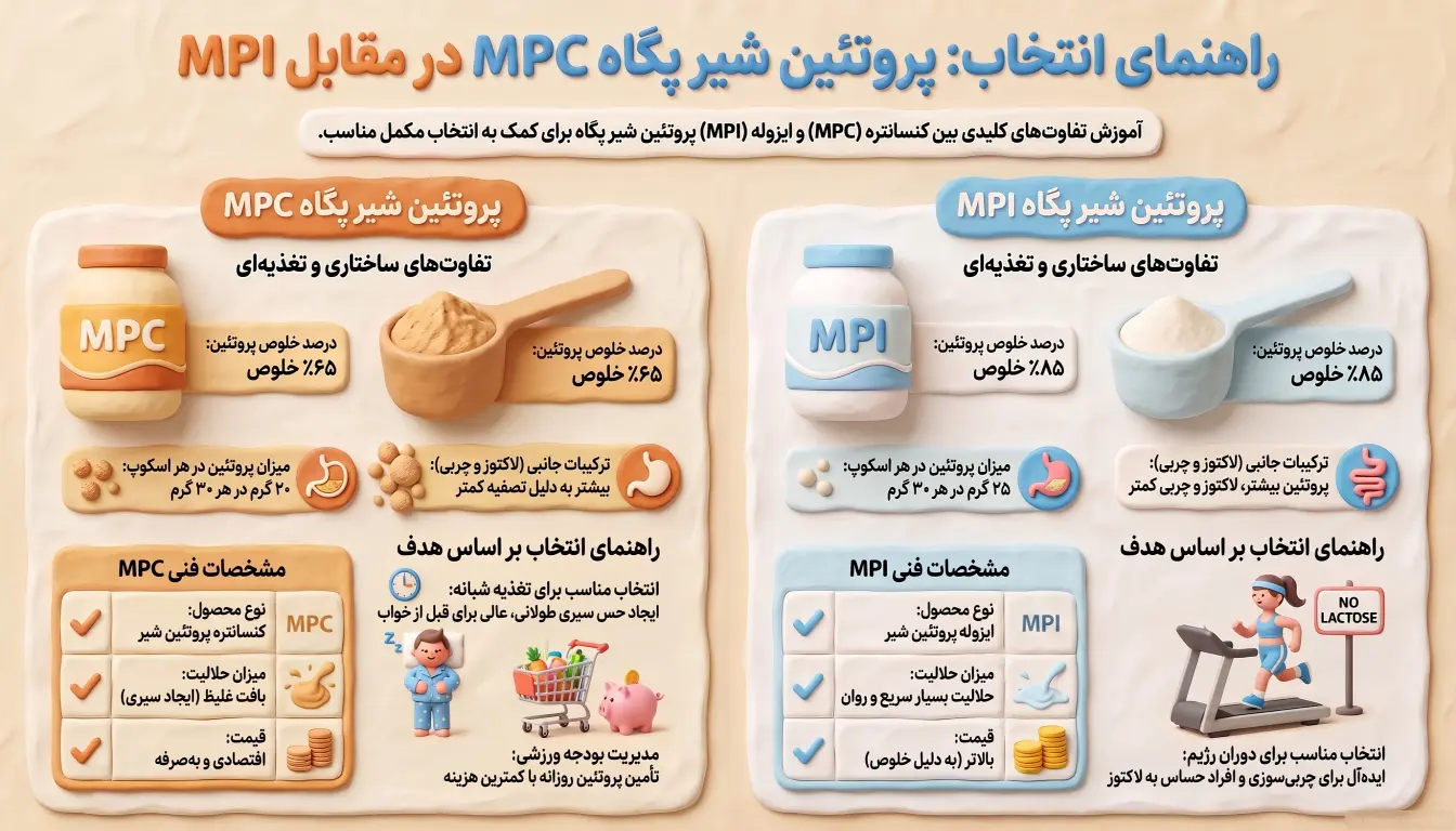 پروتئین MPC پگاه چیست؟ معرفی پروتئین شیر کنسانتره-تفاوت پروتئین MPC با MPI-پارسی پودر