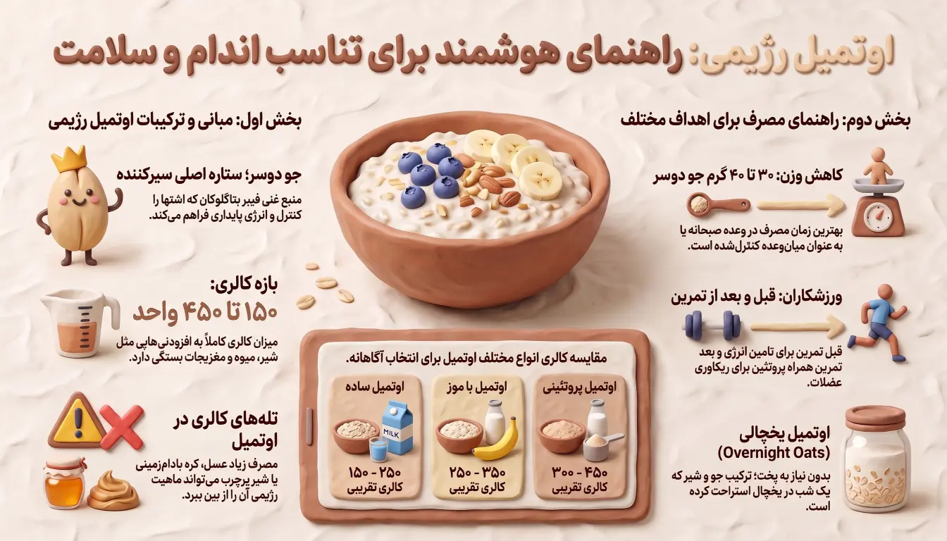 مواد تشکیل دهنده اوتمیل رژیمی چیست-اوتمیل رژیمی-کالری اوتمیل-انواع اوتمیل-پارسی پودر