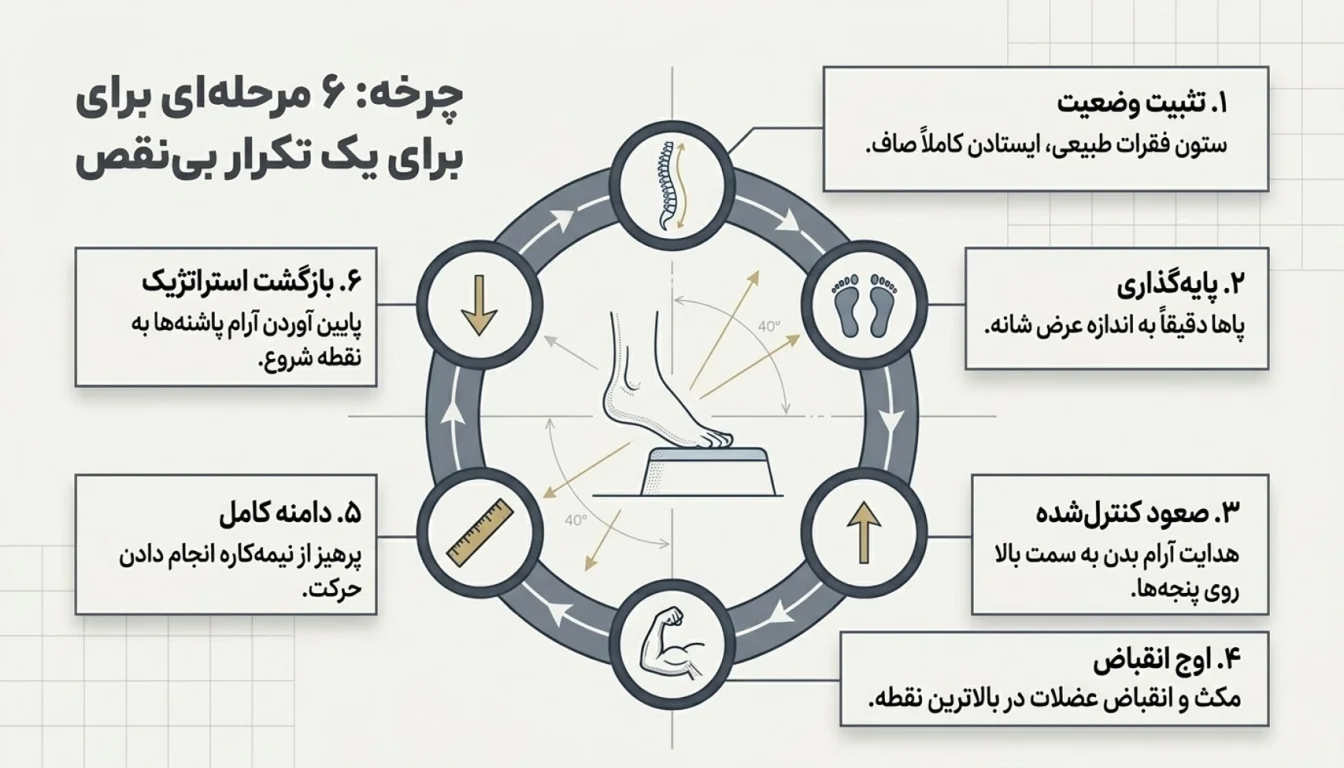 مراحل اجرای حرکت ساق پا ایستاده-پارسی پودر