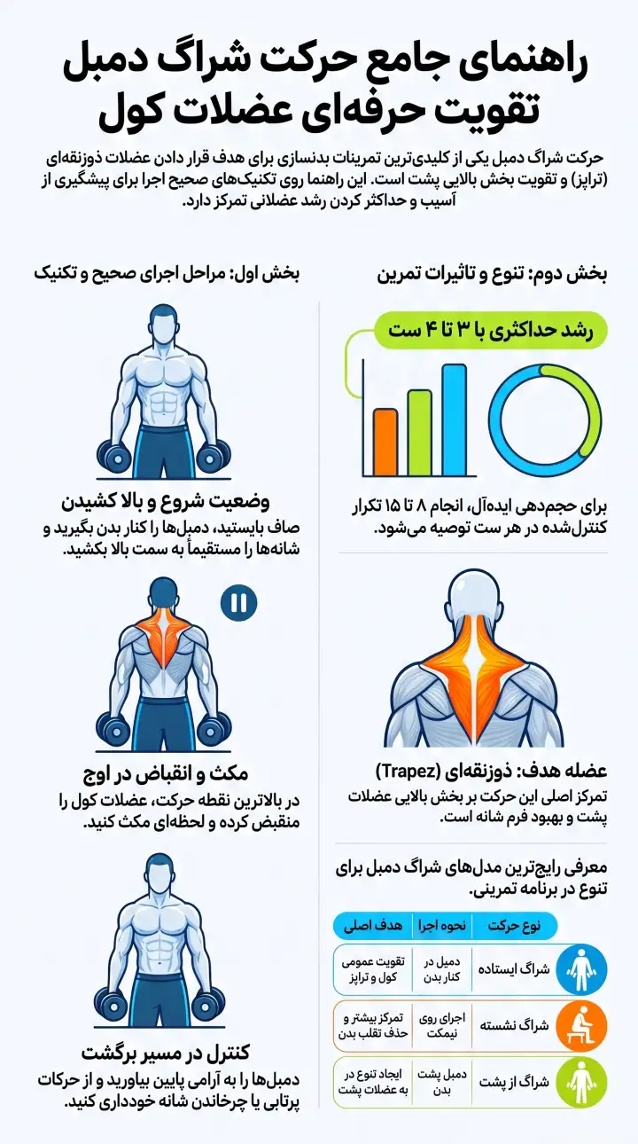 راهنمای جامع حرکت شراگ دمبل-آموزش اجرای شراگ دمبل-پارسی پودر