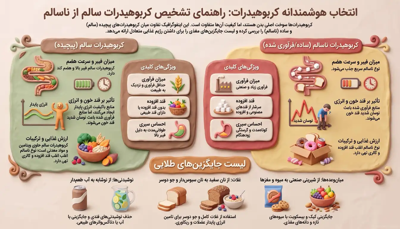تفاوت کربوهیدرات سالم و ناسالم چیست-کربوهیدرات سالم و ناسالم-کربوهیدات های مضر-پارسی پودر