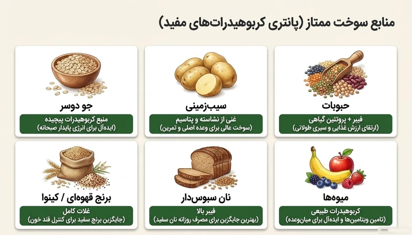 لیست کربوهیدرات های مفید برای رژیم غذایی و لاغری-کربوهیدرات-پارسی پودر