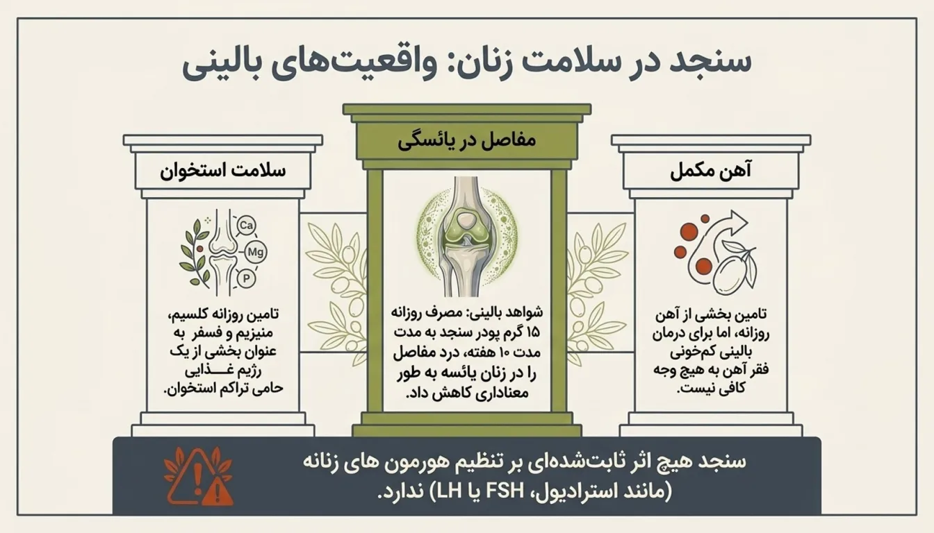 خواص سنجد برای زنان-سنجد و یائسگی-تاثیر سنجد بر سلامت مفاصل زنان-خواص پودر سنجد-پارسی پودر