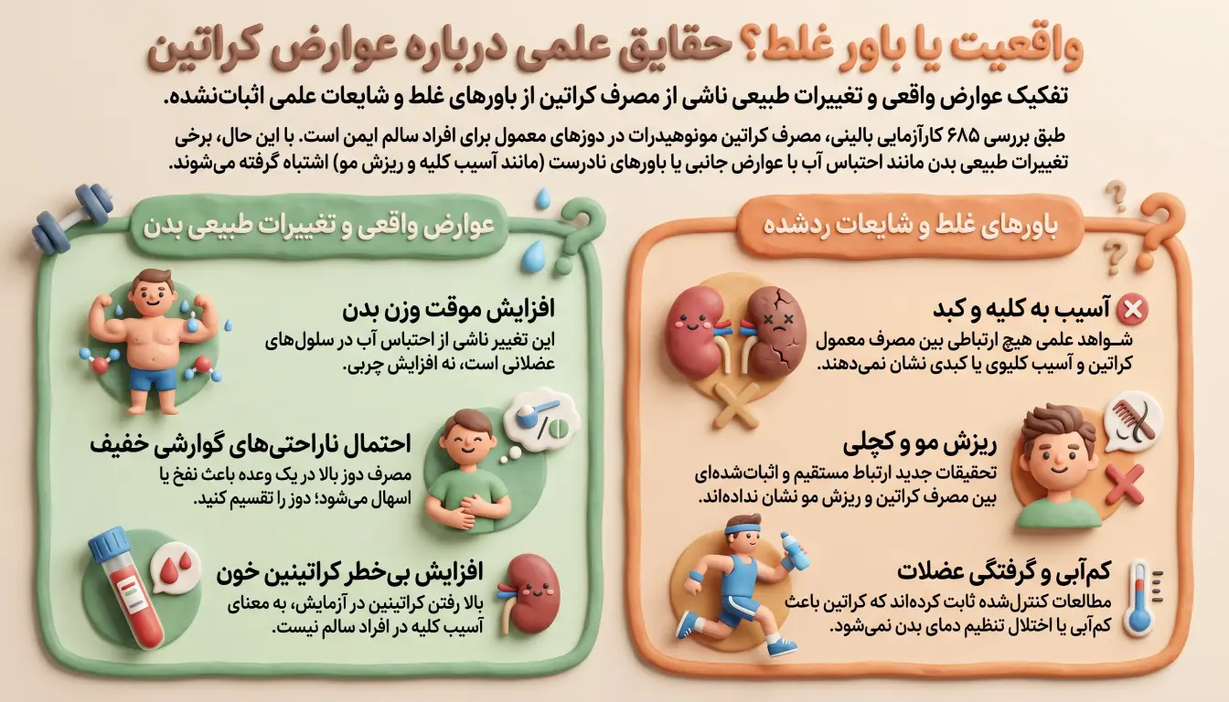 واقعیت یا باور غلط؟ مهم ترین نگرانی ها درباره کراتین-عوارض کراتین-پارسی پودر
