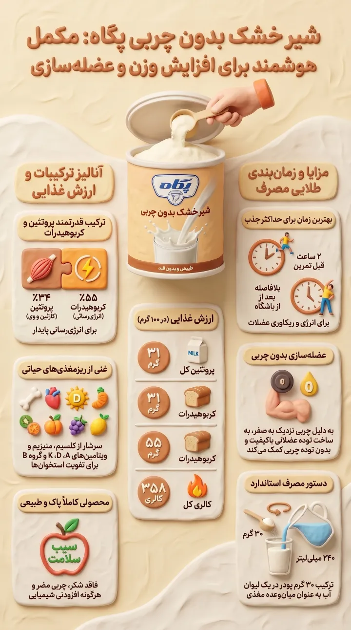 راهنمای کامل شیر خشک بدون چربی پگاه