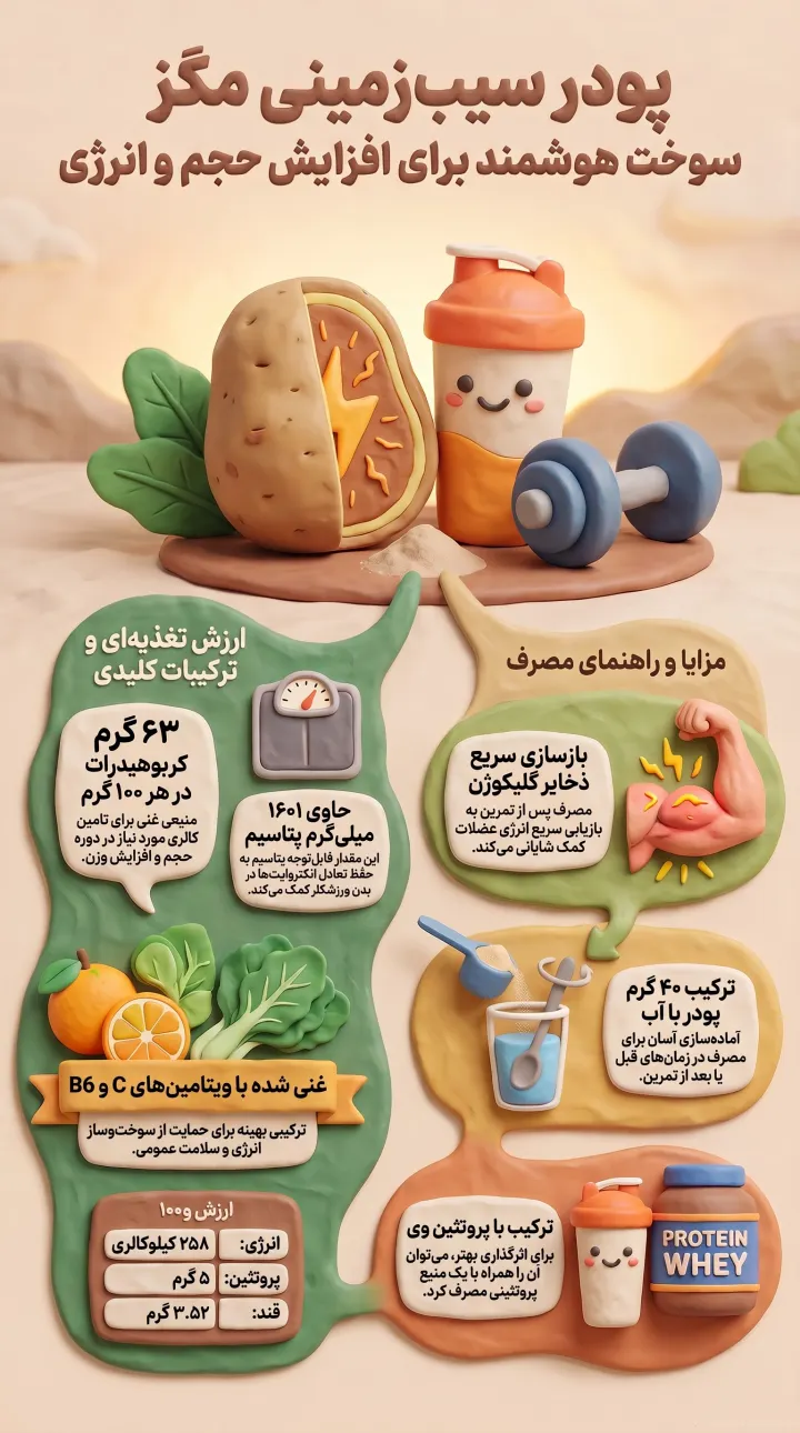 پودر سیب زمینی مگز-مزایای پودر سیب زمینی مگز-ارزش غذایی پودر سیب زمینی مگز-پارسی پودر